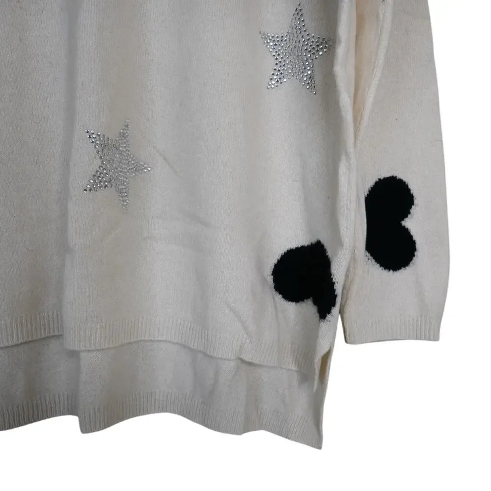 Scott & Scott London Womens M Rhinestone Embellished Cashmere Sweater